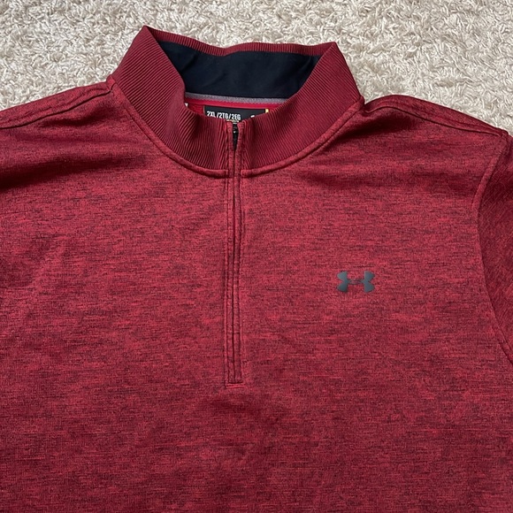 EUC Men’s Under Armour Loose Storm1 Red Heather Golf 1/4 Zip Sweatshirt Size XXL - Picture 3 of 10